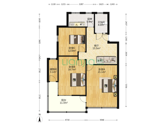 锡州东路80号 3室1厅1卫 93平方