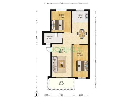怡景苑 2室1厅1卫 84平方