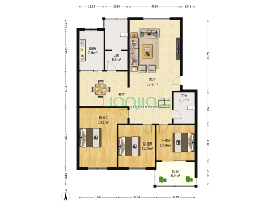 集英花园 3室1厅2卫 145平方