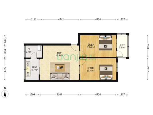 佛山科技学院宿舍 2室1厅1卫 78平方