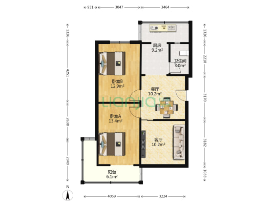万年场下街121号 2室2厅1卫 75平方