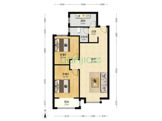 红杉郡三期 2室1厅1卫 94平方