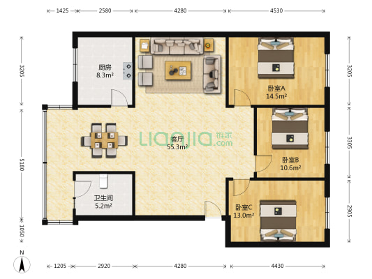 奎光西下中街2号 3室1厅1卫 118平方