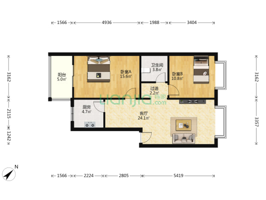 文庙巷61号 2室1厅1卫 82平方
