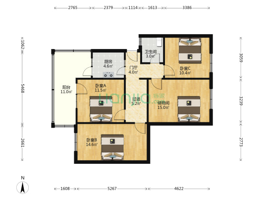 化成社区 3室0厅1卫 93平方