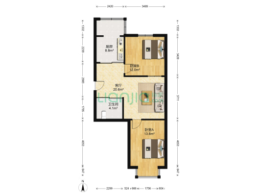 利生丽园二期 2室1厅1卫 77平方