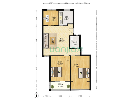 盛大花园 3室1厅1卫 100平方