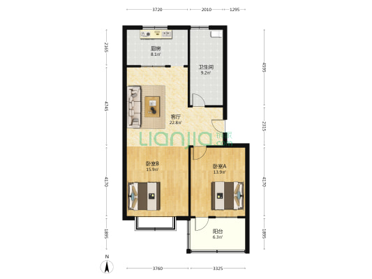 丽苑公寓 2室1厅1卫 94平方