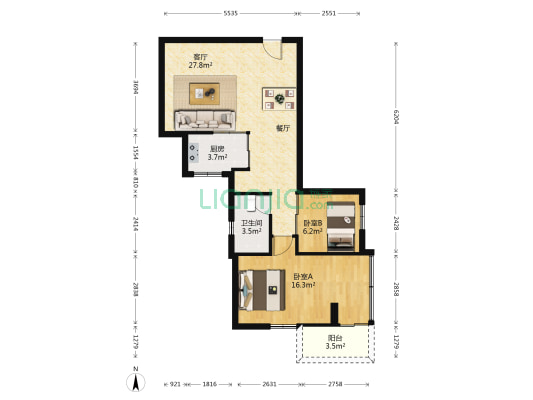太阳广场 2室1厅1卫 81平方