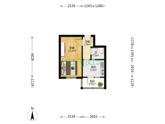 中医街 1室0厅1卫 29平方