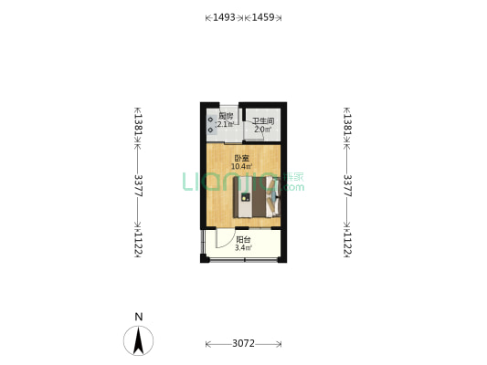 荔湾路92号大院 1室0厅1卫 45平方