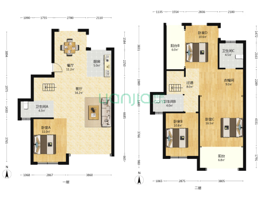 海亮悦榕墅 4室2厅3卫 142平方