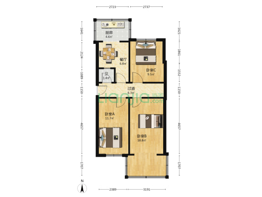 福迎街 3室1厅1卫 70平方