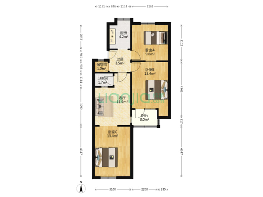 郑州大学东生活区 3室1厅1卫 75平方