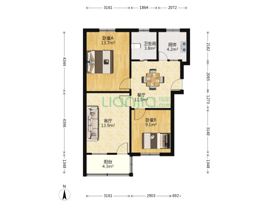 工农路39号 2室2厅1卫 72平方