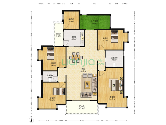 金汇湖景花园 4室1厅2卫 201平方