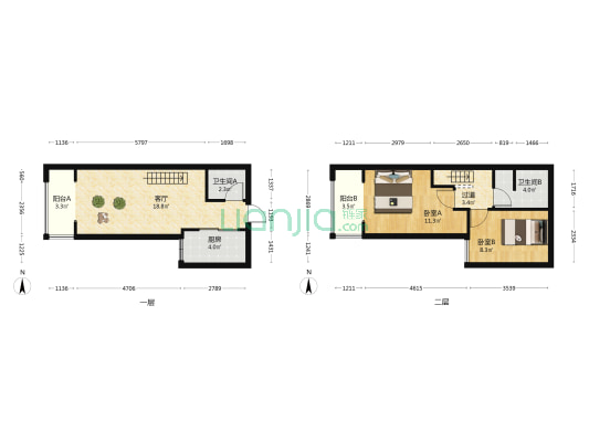 俊发蓝湖俊园 2室1厅2卫 60平方