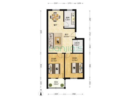 源泉山庄 2室1厅1卫 78平方