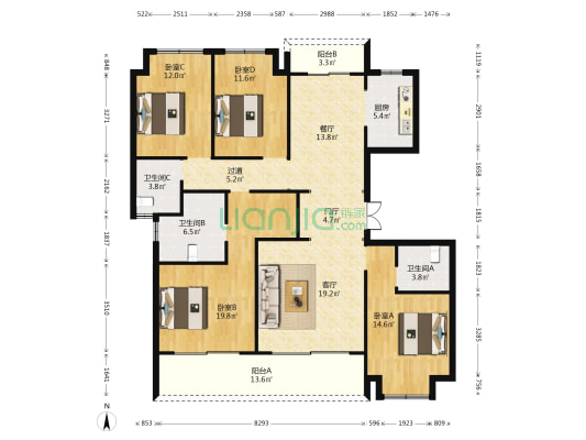 昆明融创文旅城九云府北区 4室2厅3卫 160平方