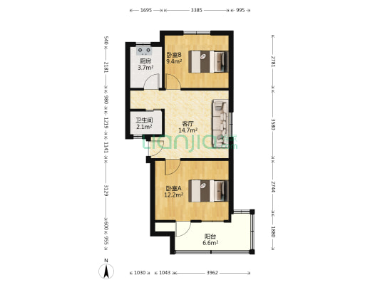 采荷小区金谷邨 2室1厅1卫 61平方
