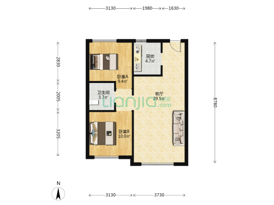 碧桂园华美星荟 2室1厅1卫 86平方