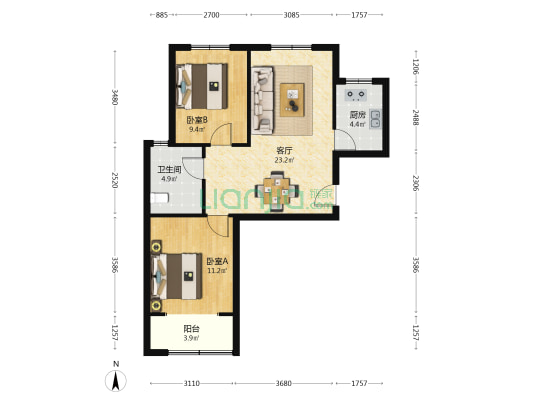 兰州市国资物业第二十九佳园西区 2室1厅1卫 83平方