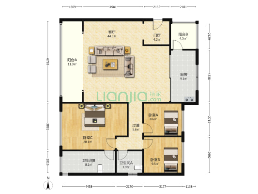 华宇大发御璟云玺 3室1厅2卫 154平方