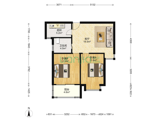 富林苑(三期) 2室1厅1卫 72平方