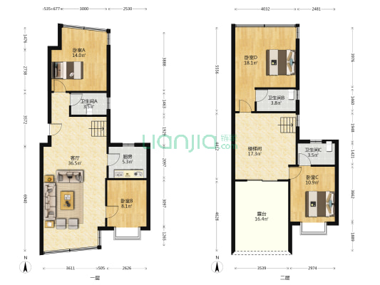金科楼 4室1厅3卫 145平方