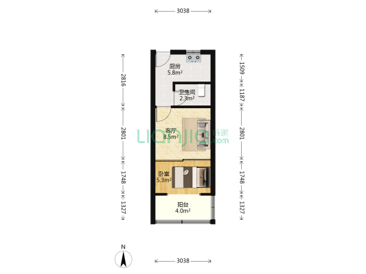锦阳小区(云雾山路551弄) 1室1厅1卫 33平方