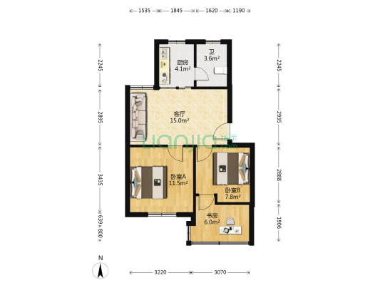 华艳新村 3室1厅1卫 62平方