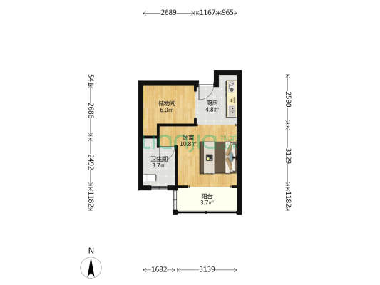 罗升路222弄 1室0厅1卫 33平方