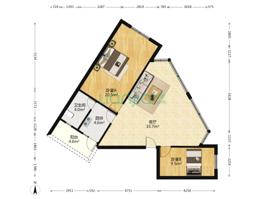和谐苑(天府新区) 2室1厅1卫 99平方