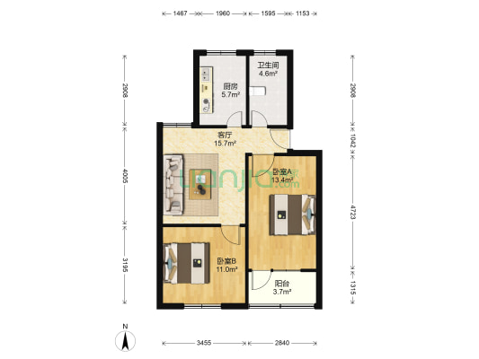 银泉新村 2室1厅1卫 66平方
