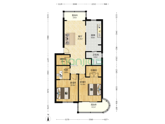 恒业路216号 3室1厅1卫 91平方