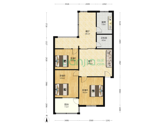 外南街185号 3室2厅1卫 96平方