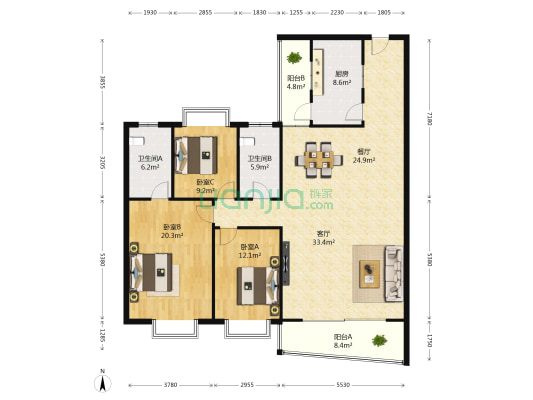 天广和花园 3室2厅2卫 151平方