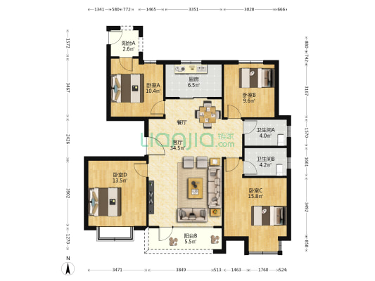 海都悦府 4室1厅2卫 137平方