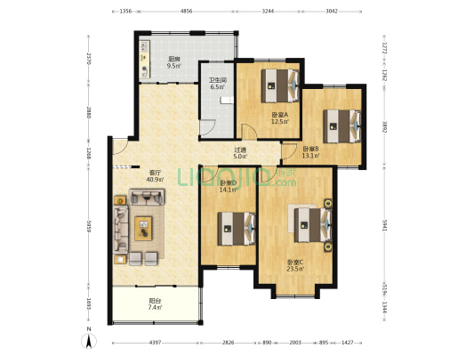 珍珠花苑(溧水) 4室1厅1卫 157平方