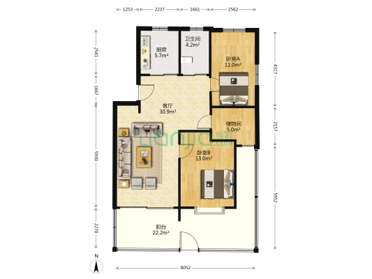 安盛锦园 2室1厅1卫 91平方