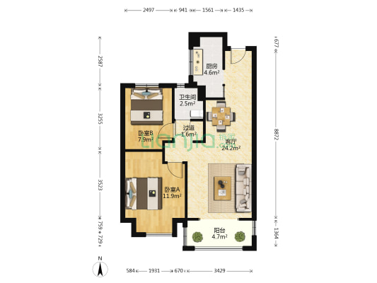 正大万物城 2室1厅1卫 78平方