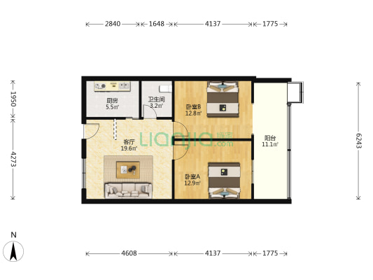 三道街7号 2室1厅1卫 74平方