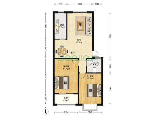 银河花园E区 2室1厅1卫 89平方