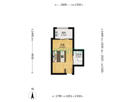 四明城市广场 1室0厅1卫 32平方
