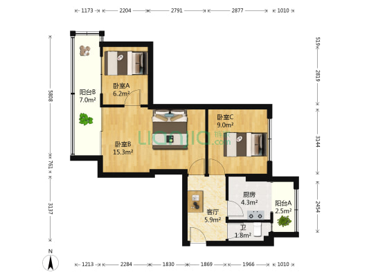 江浦里 3室1厅1卫 41平方