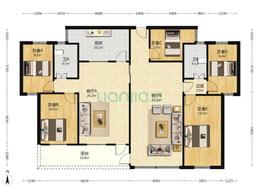 荔浦公司宿舍 5室2厅2卫 163平方