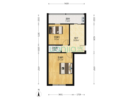 吉煤小区 2室1厅1卫 59平方