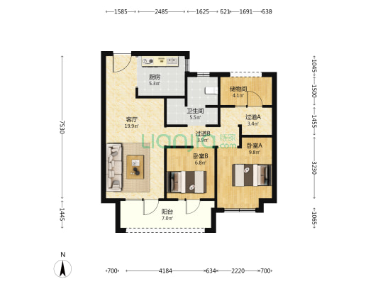 城发和悦瑞城 2室1厅1卫 89平方