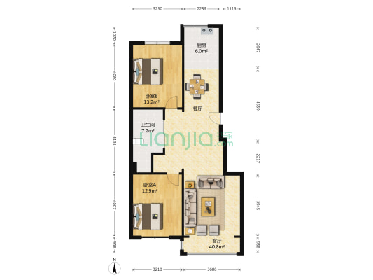 卓越上乘小区 2室1厅1卫 106平方