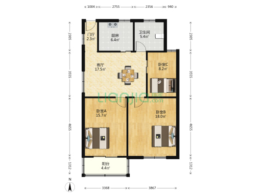 绮山路190弄 3室1厅1卫 96平方